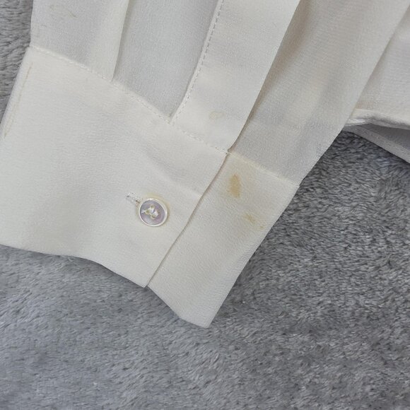 AllSaints Blouse Womens 4 Cream Silk Cowl Neck Drape Front Long Sleeve Asdis - Picture 7 of 14